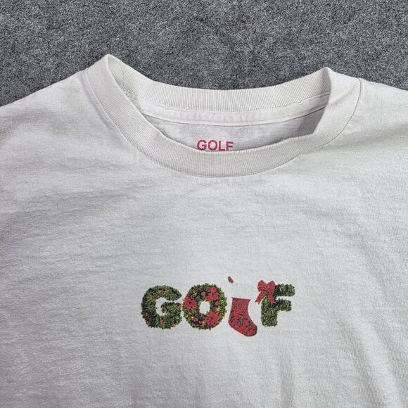 Golf Wang Shirt Mens Medium White Holiday Wreath Christmas Stocking T-Shirt Tee - Picture 2 of 6